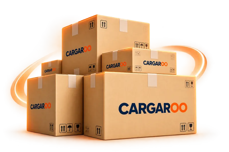 Stack of cardboard boxes packed for courier delivery